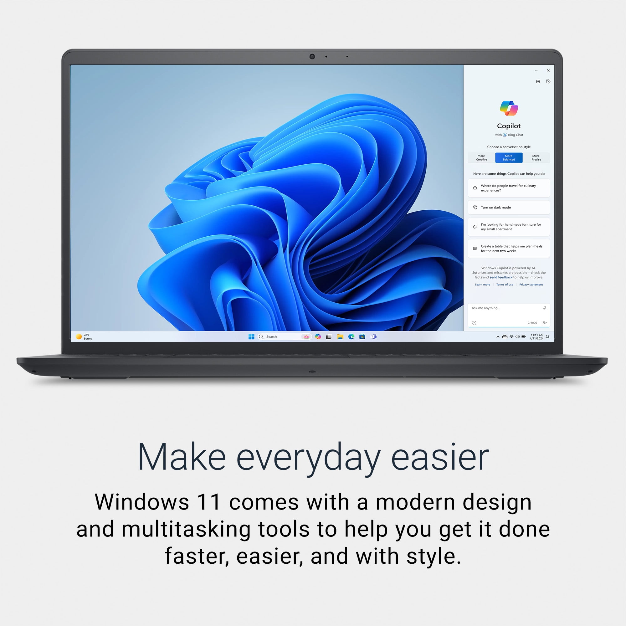 Dell 15 Laptop DC15250 - 15.6-inch FHD, Intel Core 3-100U, 8GB RAM, 512GB SSD, Carbon Black - Image 6
