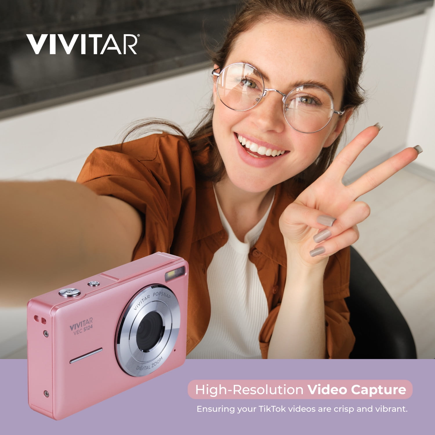 Vivitar Popsnap Compact Digital Camera, Pink, 16X Zoom, 1080p, Built-in Flash, Micro SD, Slim Lightweight Pocket Design - Image 5