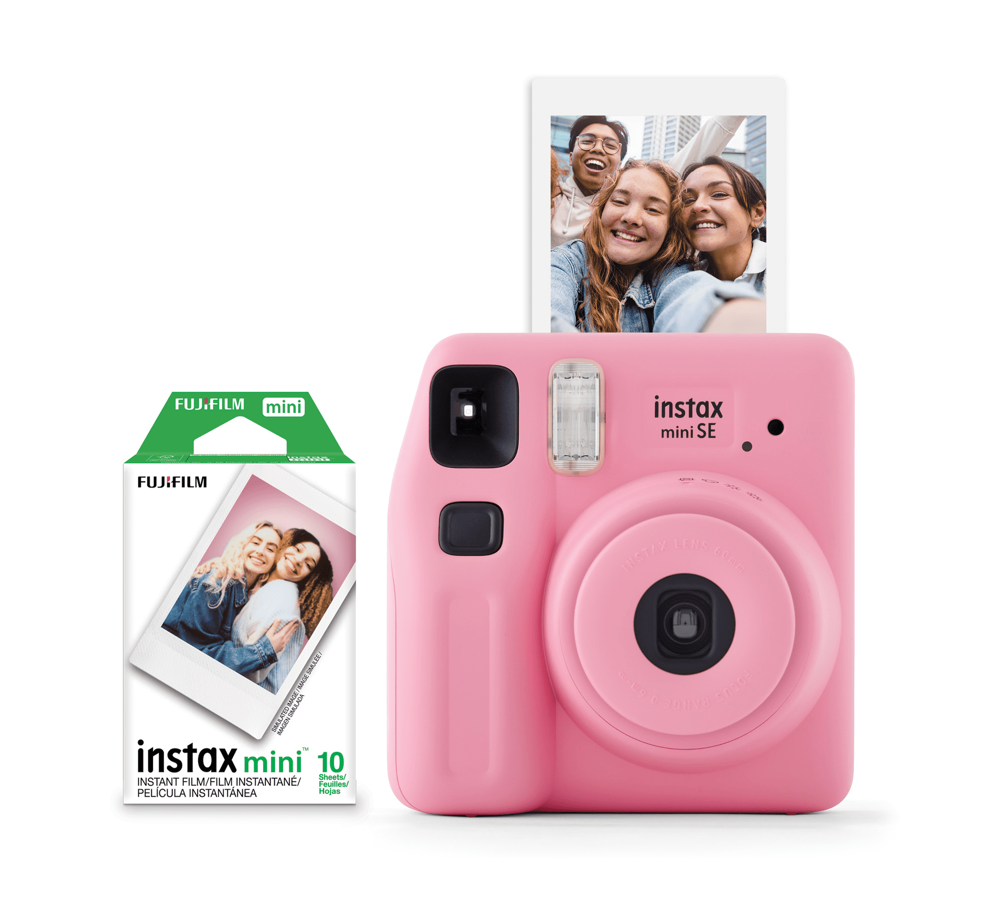 Fujifilm Instax Mini SE Instant Camera with Bonus 10 Pack Mini Film, Pink (Value Pack)