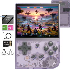 RG35XX Handheld Gaming Consoles ,64GB,Dual System Linux+Garlic , Support HD TV Output Purple