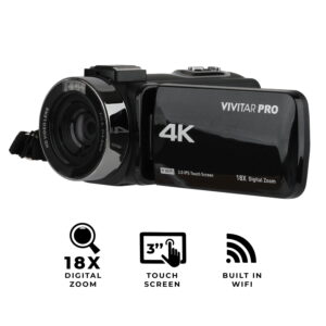 Vivitar 4K HD Digital Video Camera with WiFi, Built in Night Vision, and 3